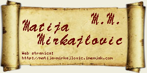 Matija Mirkajlović vizit kartica